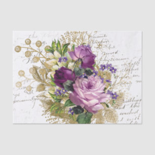 Papier Mousseline Collage vintage de fleurs pourpres