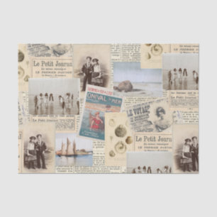 Papier Mousseline Collage vintage pour enfants en bord de mer