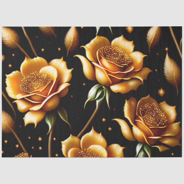 Papier Mousseline Collection de Roses d'or Boho de luxe moderne (Recto)