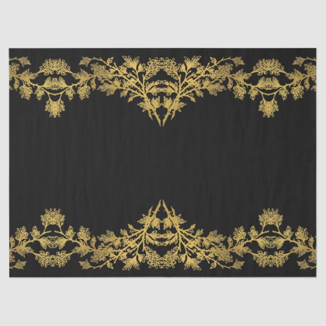 Papier Mousseline Collection d'or noir rustique - Papier de tissus (Recto)