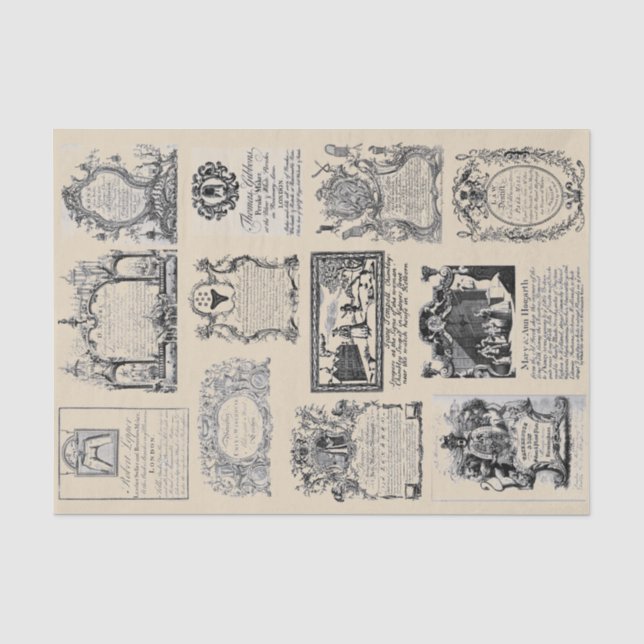 Papier Mousseline Collection du 18ème siècle de carte du commerce (Recto)