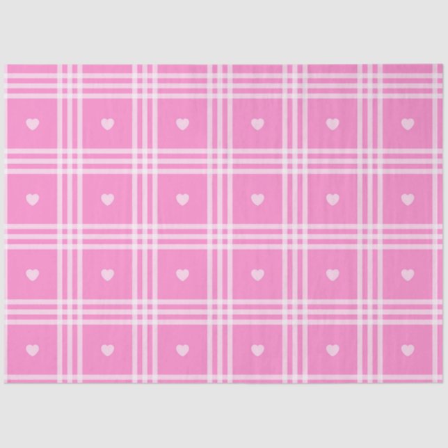 Papier Mousseline Collection moderne Plaid Pink Heart (Recto)