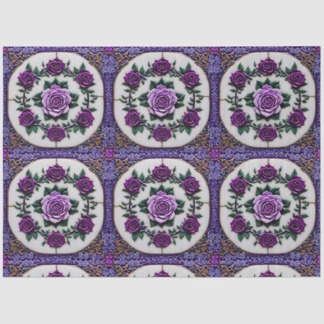 Papier Mousseline Collection Populaire de Roses pourpres (Recto)