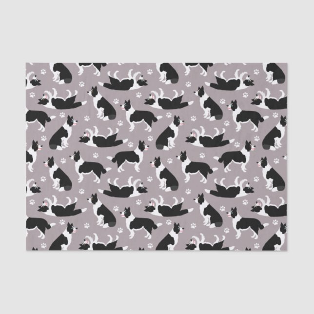 Papier Mousseline Collie frontalier et papier de tissus Empreintes d (Recto)