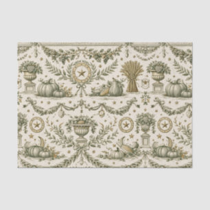 Papier Mousseline Colonial Vert Sauge Or Moisson