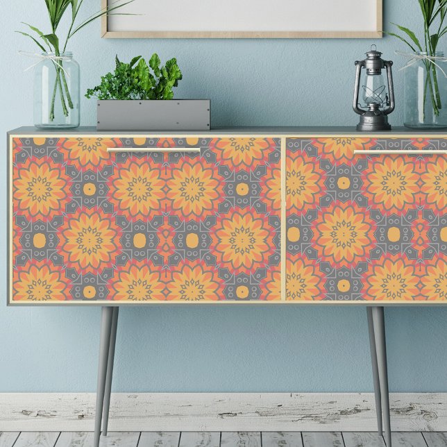 Papier Mousseline Coloré géométrique Floral Ethnic Mosaic Motif (Créateur téléchargé)