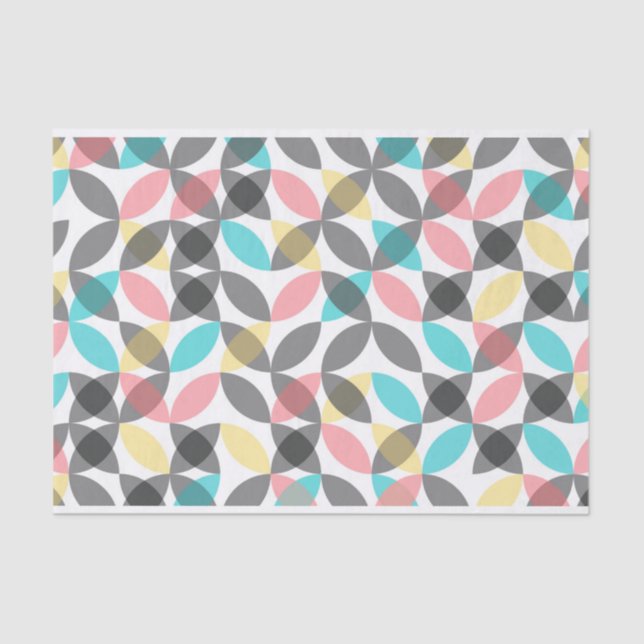 Papier Mousseline Coloré, moderne, gai, géométrique circulaire (Recto)