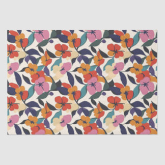 Papier Mousseline Coloré Retro Abstrait Motif Floral