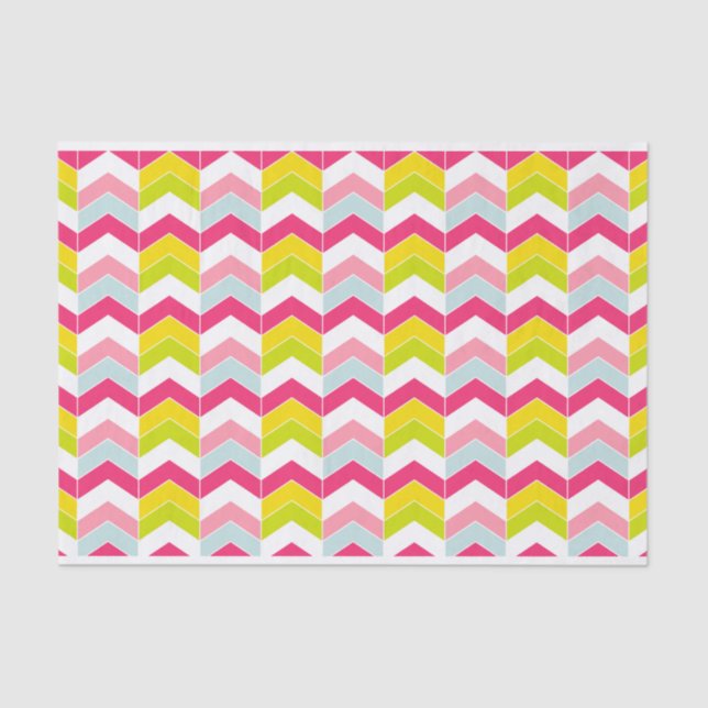 Papier Mousseline Colorée rose ZigZag Chevron Motif (Recto)