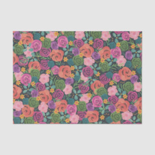 Papier Mousseline Colorful Rose Floral Flower collage