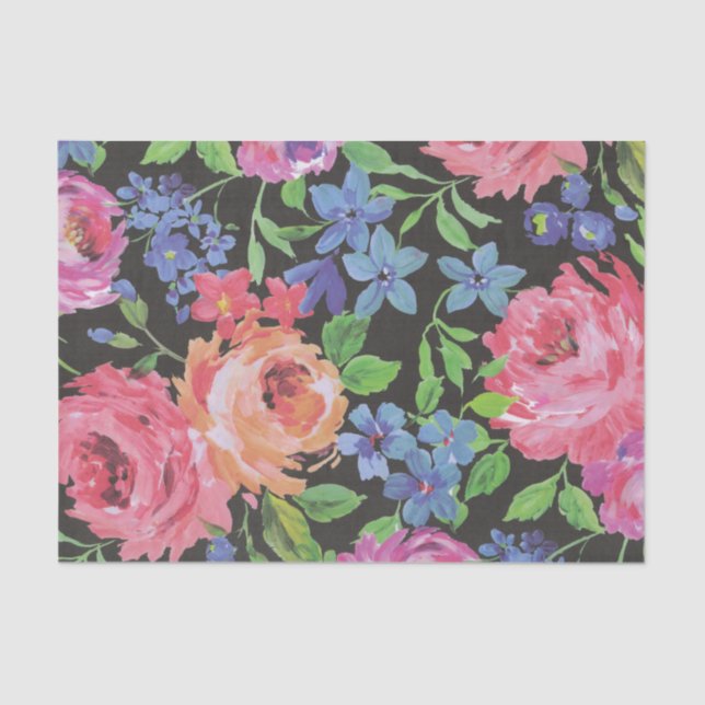 Papier Mousseline Colorful vibrant collage floral de Fleurs Peony (Recto)