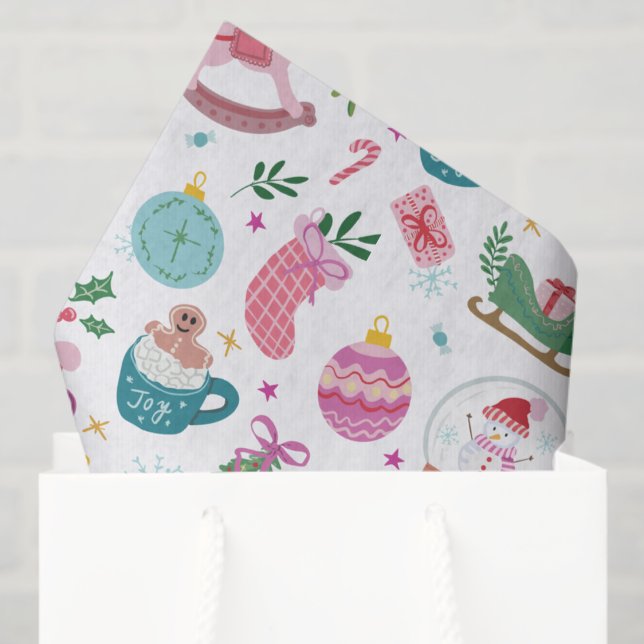 Papier Mousseline Colorful Whimsical Christmas (Colorful Christmas Tissue Paper with Playful Doodles for Joyful Holiday Wrapping — by Painted Paperi)