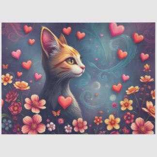Papier Mousseline Colourful Romantic Cats Tissue Paper