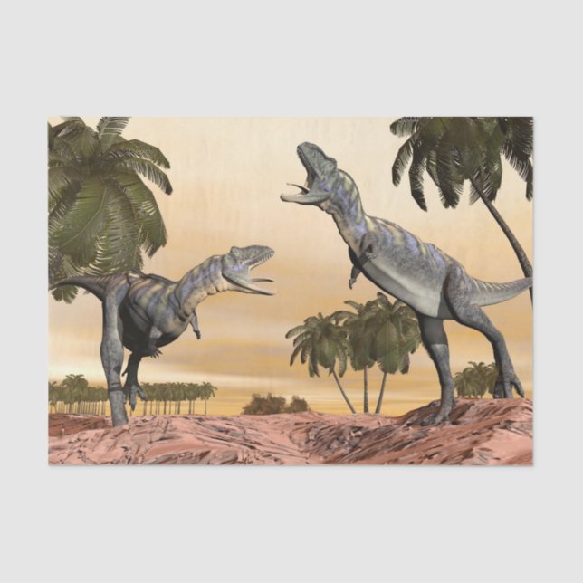 Papier Mousseline Combat de dinosaures d'Aucasaurus - 3D rendent (Recto)