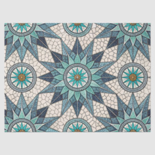 Papier Mousseline Compas Mosaïque Verre Teinté Indigo Sarcelle – Vit