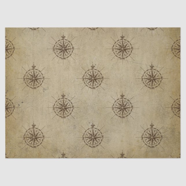 Papier Mousseline Compasses Vintages sur la page de découpage Brown (Recto)