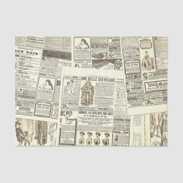 Papier Mousseline composition ancienne du journal (Recto)
