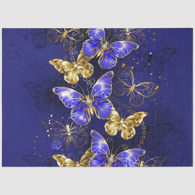 Papier Mousseline Composition avec les papillons Sapphire (Recto)