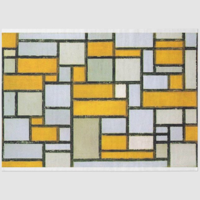 Papier Mousseline Composition Jaune et Gris, Mondrian (Recto)