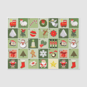 Papier Mousseline Compte à rebours de Noël Calendrier de l'Avent Pap