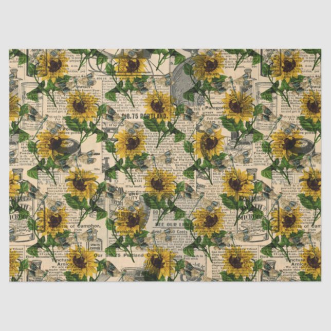 Papier Mousseline Conception de la série des tournesols et libellule (Recto)