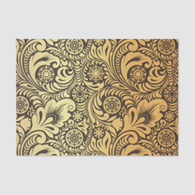 Papier Mousseline Conception de Motif de fleurs d'or (Recto)