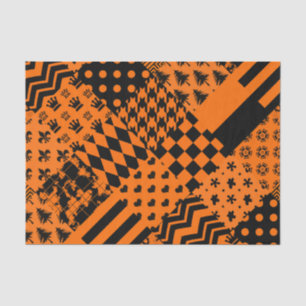 Papier Mousseline Conception de Patchwork Motif mixte orange noir