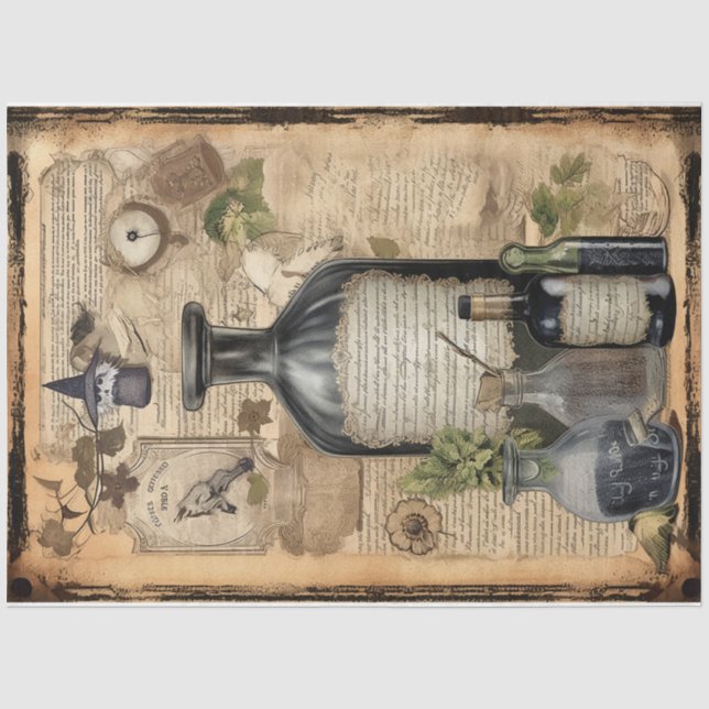 Papier Mousseline Conception de potion sorcière vintage série 14 (Recto)