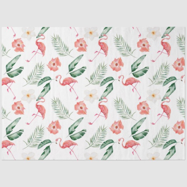 Papier Mousseline Conception de série de Flamants roses tropicaux 17 (Recto)