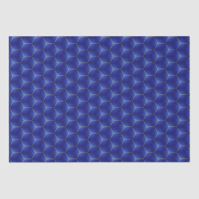 Papier Mousseline Conception géométrique de Midnight Indigo et Gold (Recto)