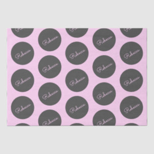 Papier Mousseline Conception moderne à points Polka rose et gris
