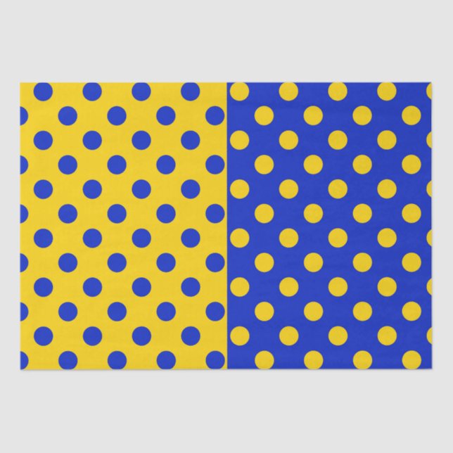 Papier Mousseline Conception Pois demi-bleue Jaune (Recto)