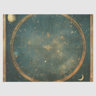 Papier Mousseline Conception vintage de la carte céleste lunaire (2)