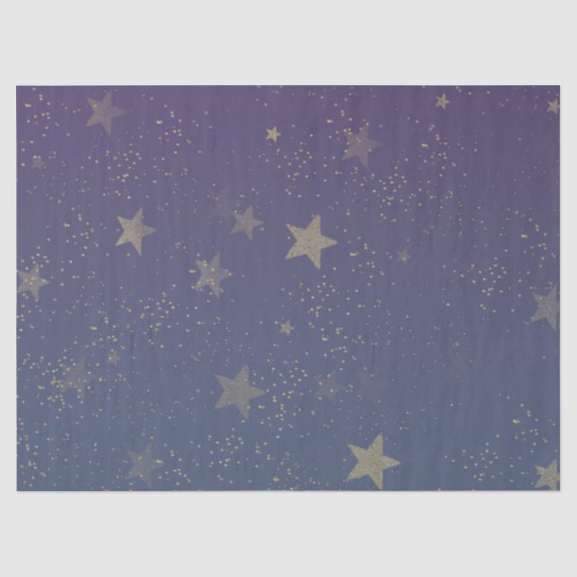 Papier Mousseline Confetti violet Gold Stars (Recto)