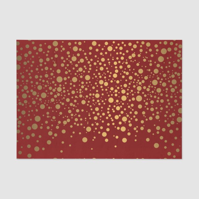 Papier Mousseline Confettis rouge foncé et métalliques d'or (Recto)