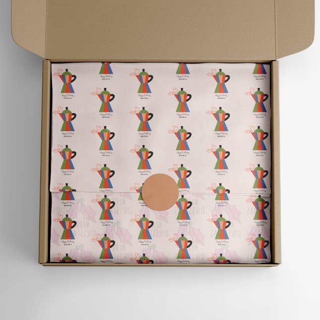 Papier Mousseline Conserver le calme et boire du café Citation café  (Coffee Pot Coffee Lovers Tissue Paper)