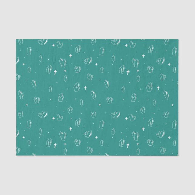 Papier Mousseline Contour de cristal mystique turquoise (Recto)