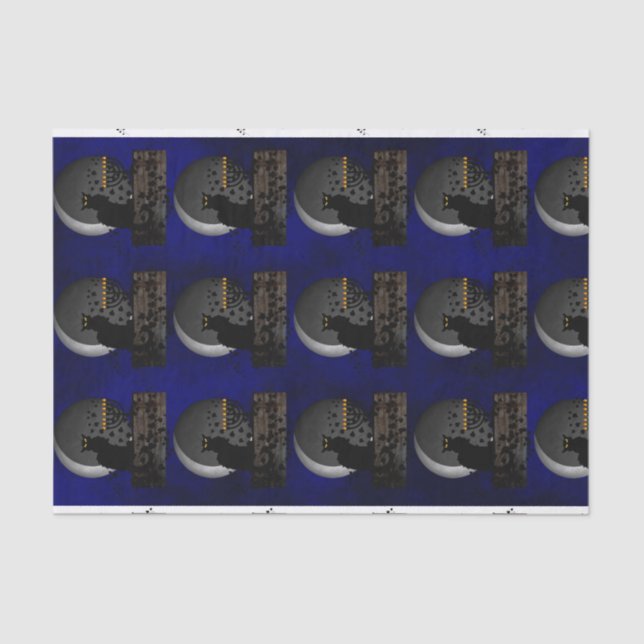 Papier Mousseline Conversation Noir Chanukah avec Menorah (Recto)