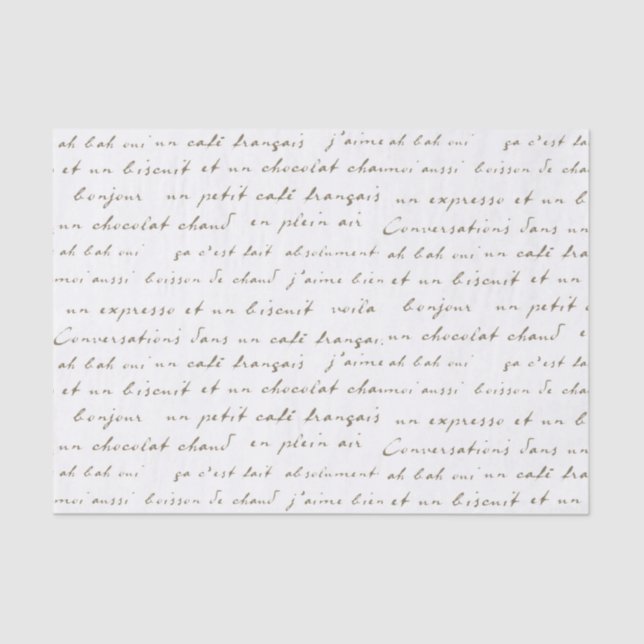 Papier Mousseline Conversations Café Français Sepia Mots et Phrases (Recto)