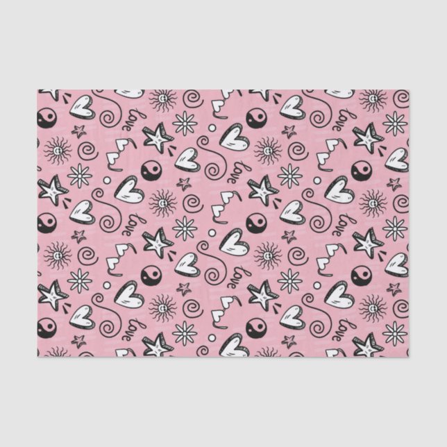Papier Mousseline Cool Ado Love Doodle Motif Saint Valentin (Recto)