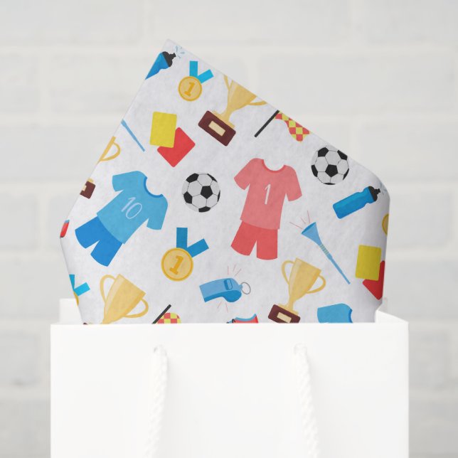 Papier Mousseline cool amateurs de football carreaux  (Sac cadeau)