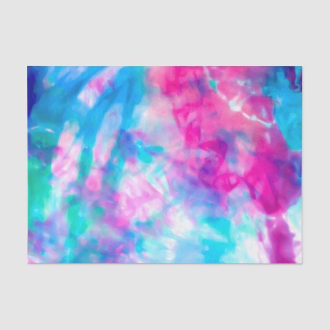 Papier Mousseline Cool Artsy Girly Purple Rose Blue Tie Dye Motif (Recto)