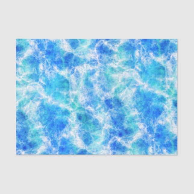 Papier Mousseline Cool Blue Ocean Surf Vagues Motif (Recto)