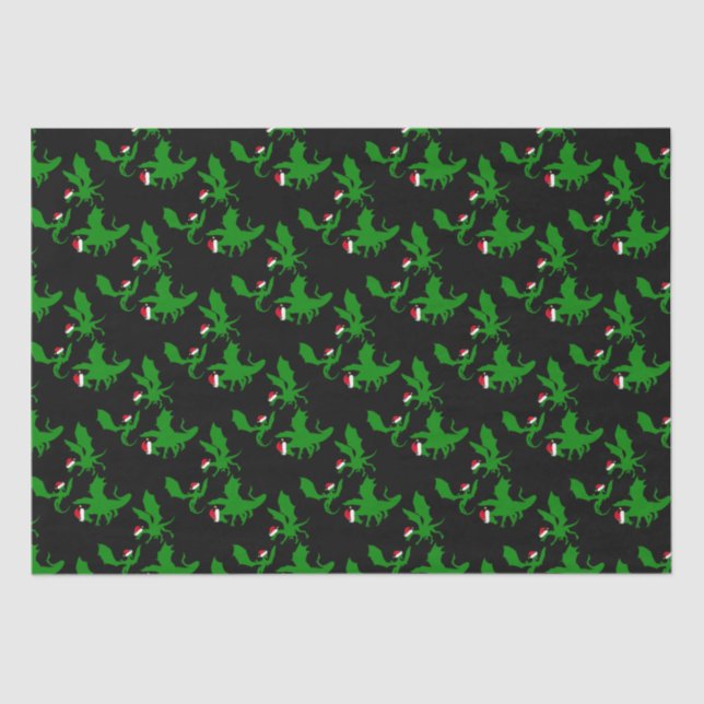 Papier Mousseline Cool Dragon Noir Vert Noir (Recto)