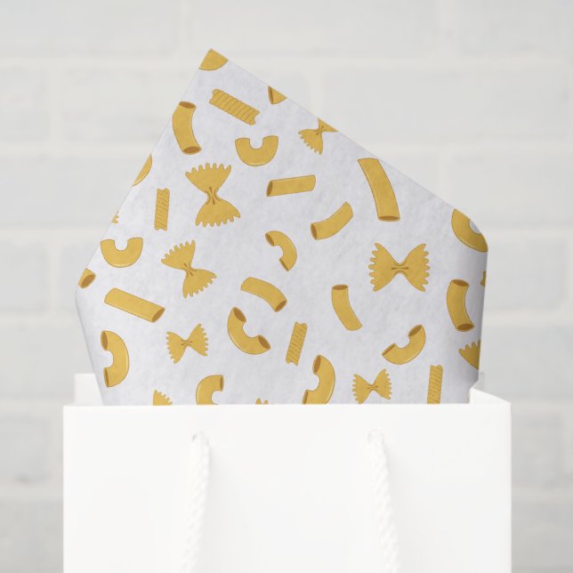 Papier Mousseline Cool fun pasta macaroni pattern on white (Sac cadeau)