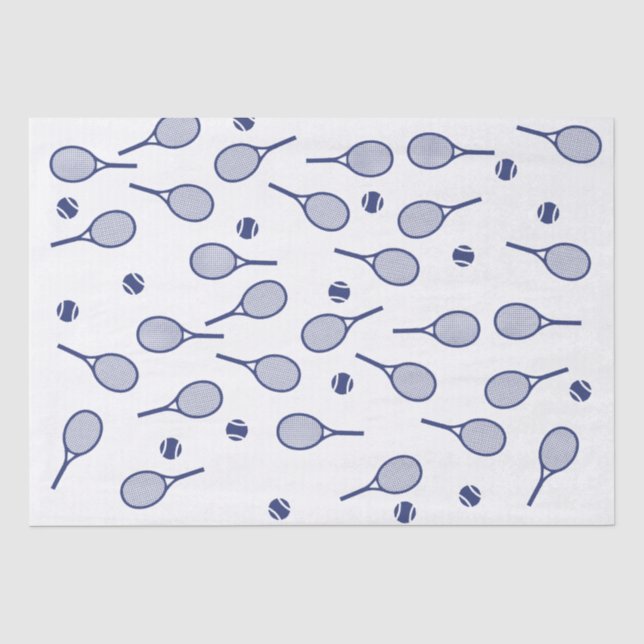 Papier Mousseline Cool Marine Blue Retro Tennis Racquets Motif (Recto)