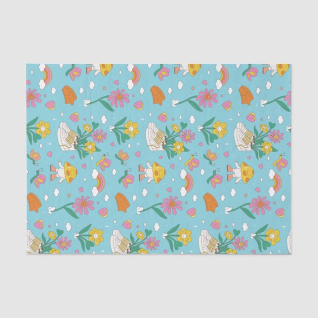 Papier Mousseline Cool Retro Jardin Fleur Jardin Motif Saint Valenti (Recto)