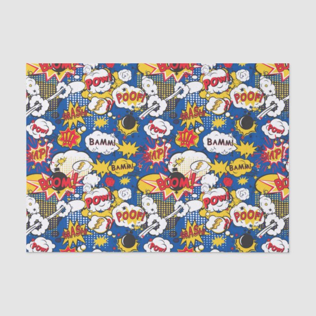 Papier Mousseline cool super héros mot art carrelé motif (Recto)