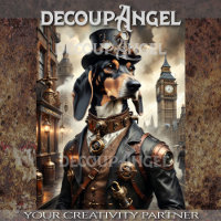 Coonhound Bluetick en Steampunk -Decoupage-