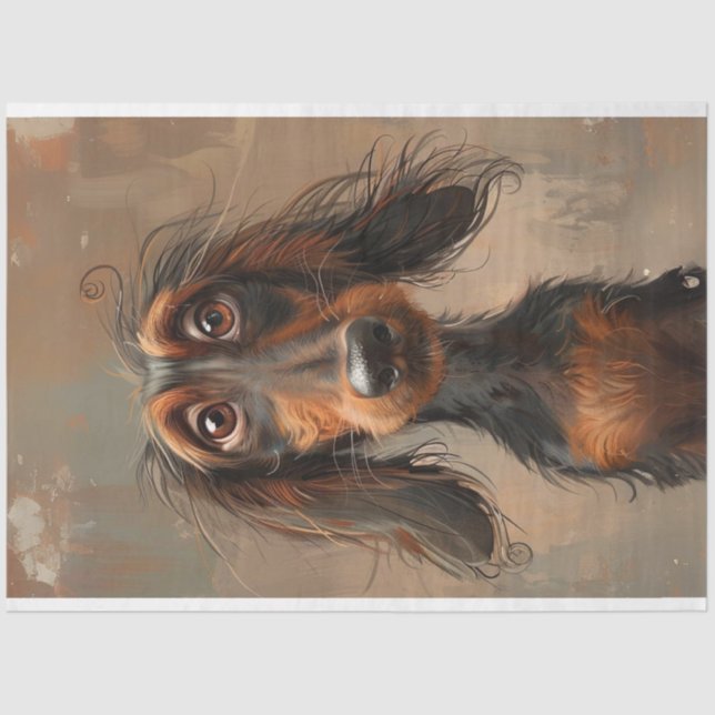 Papier Mousseline Cooper le charmant Dachshund Dog Decoupage (Recto)
